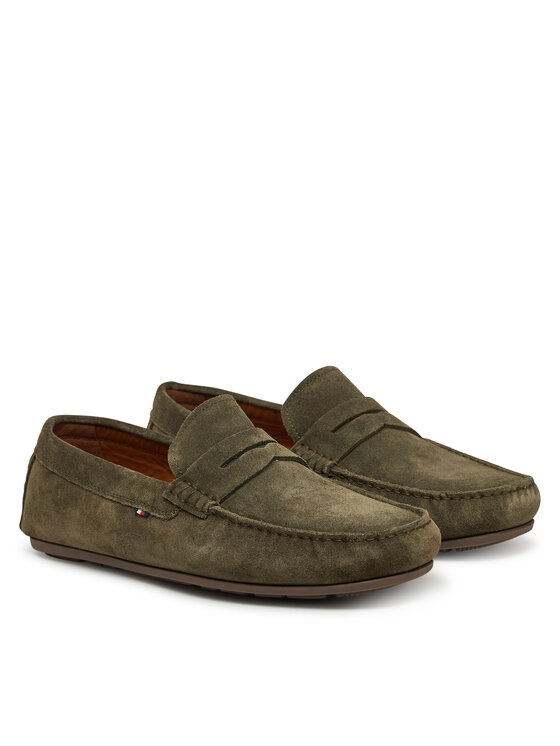 Tommy Hilfiger Mokasíny Tommy Hilfiger Casual Hilfiger Suede Driver FM0FM04998 Zelená