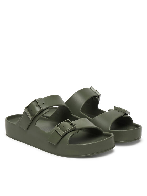 Calvin Klein Чехли Calvin Klein Ergon Eva Double Bar Sandal HM0HM02116 Зелен