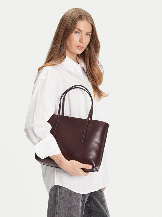 Calvin Klein Torebka Calvin Klein Emblem Aop Small Tote LV04F3267G Bordowy