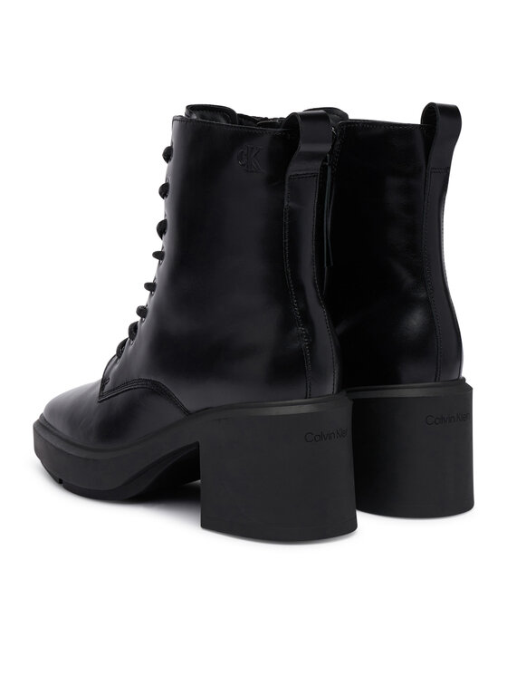 Calvin Klein Polacchine Calvin Klein Block Heel Ank Boot Laceup Lth HW0HW03174 Nero