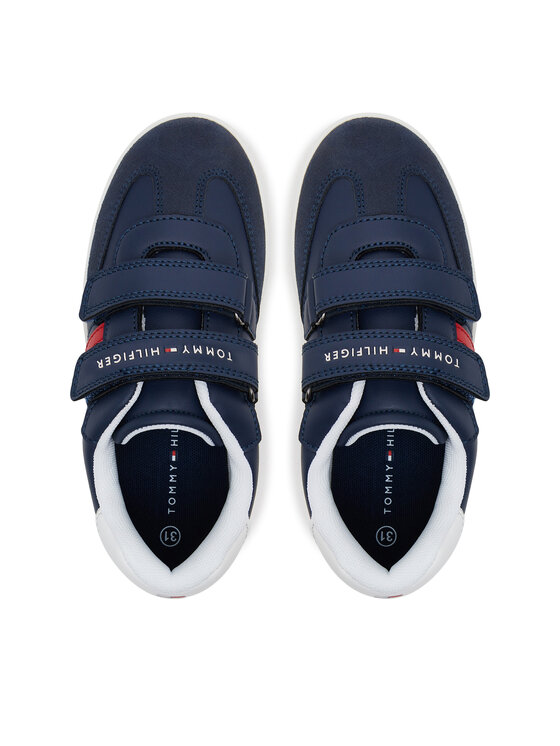 Tommy Hilfiger Superge Tommy Hilfiger Stripes Low Cut Lace Velcro Sneaker T1X9-33840-1269 S Mornarsko modra