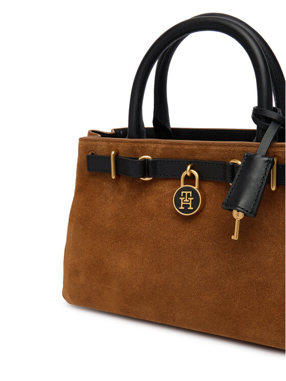 Tommy Hilfiger Geantă Tommy Hilfiger American Icon Mini Tote Suede Le AW0AW18202 Maro deschis