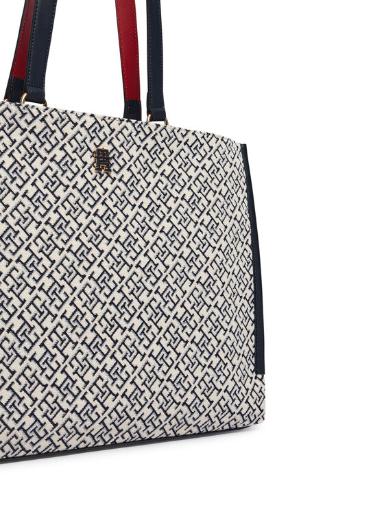 Tommy Hilfiger Rankinė Tommy Hilfiger Th Jacquard Tote AW0AW19009 Mėlyna
