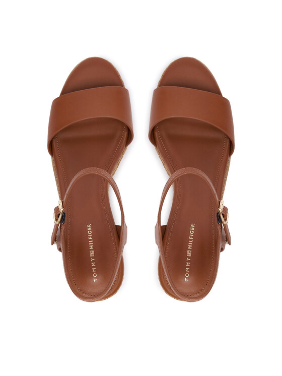 Tommy Hilfiger Espadrile Tommy Hilfiger Th Monogram Leather Wedge Espadrilles FW0FW09340 Rjava