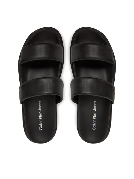 Calvin Klein Jeans Ciabatte Calvin Klein Jeans Flat Molded Doublebar Sandal Lth YM0YM01226 Nero