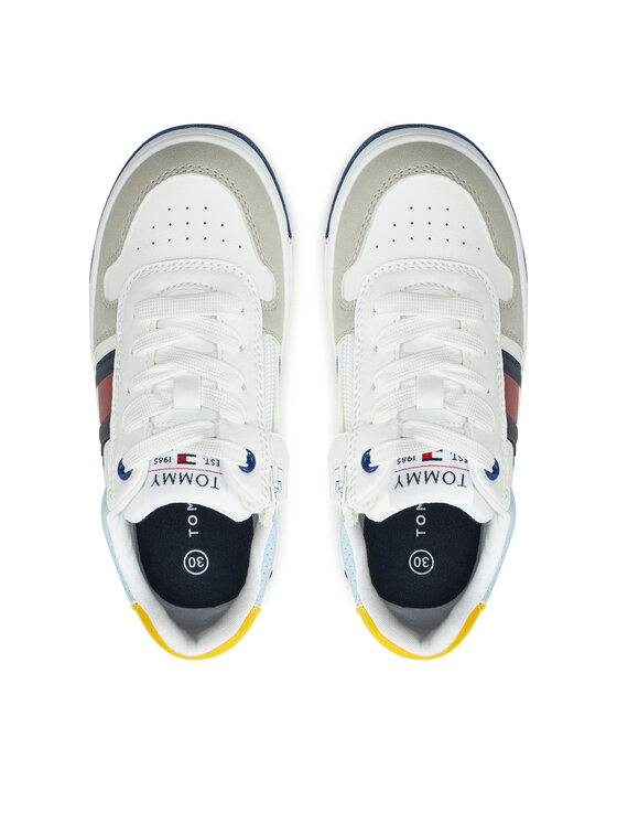 Tommy Hilfiger Laisvalaikio batai Tommy Hilfiger Flag Low Cut Lace-Up Sneaker T3X9-33863-1269 M Balta
