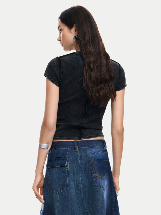 Desigual Desigual Majica 25SWTKX6 Siva Slim Fit
