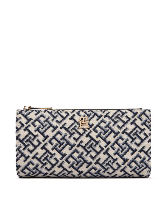 Tommy Hilfiger Peňaženka Tommy Hilfiger Th Icon Long Bifold Jacquard AW0AW19003 Modrá