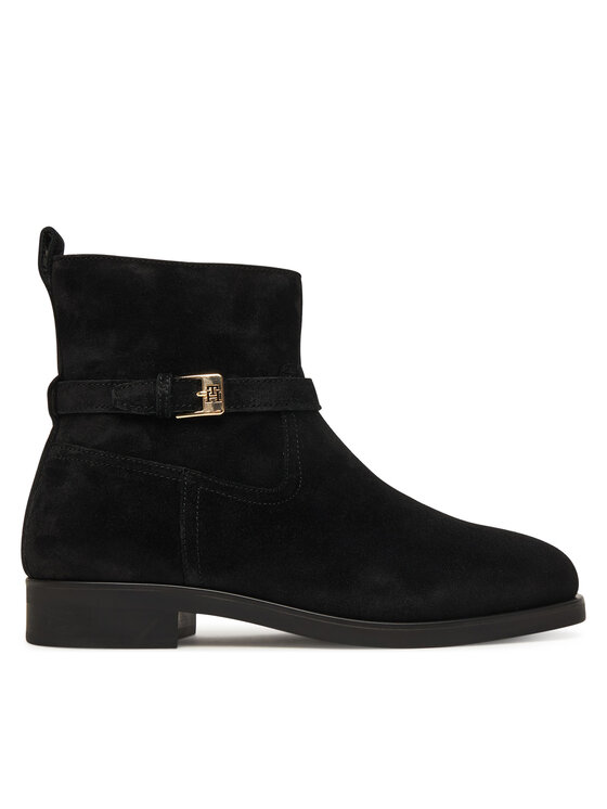 Tommy Hilfiger Aulinukai Tommy Hilfiger Th Buckle Riding Suede Bootie FW0FW09047 Juoda