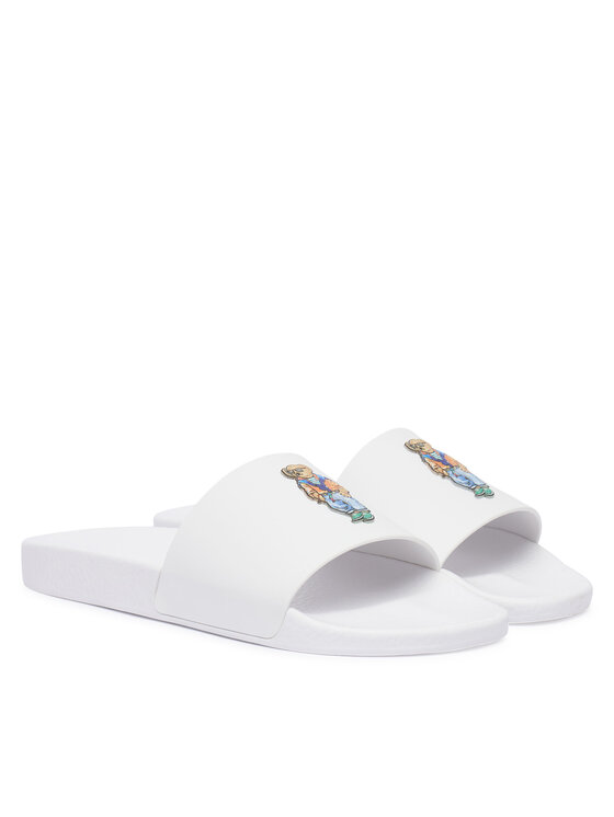 Polo Ralph Lauren Natikači Polo Ralph Lauren Polo Bear Slide 809P09762001 Bela