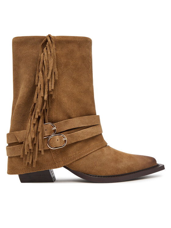 Steve Madden Kovbojská obuv Steve Madden Hadly 11005190 Tmavě hnědá