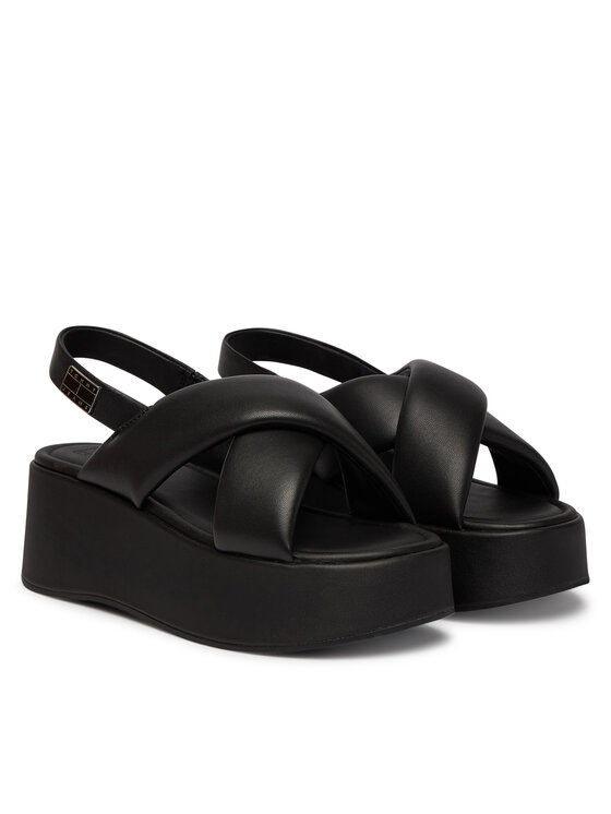 Tommy Jeans Basutės Tommy Jeans Padded Strap Wedge Sandals EN0EN02946 Juoda
