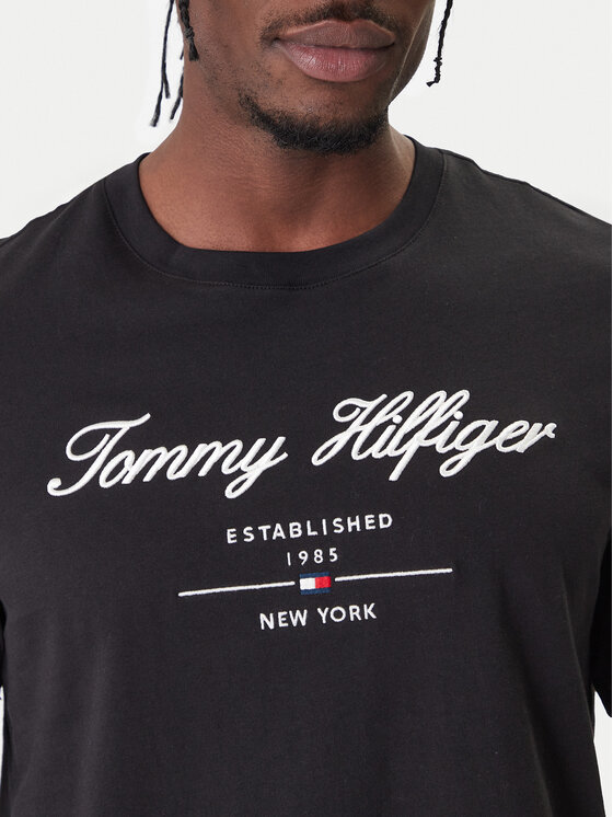 Tommy Hilfiger Tommy Hilfiger Camiseta Script Logo MW0MW33691 Negro Regular Fit