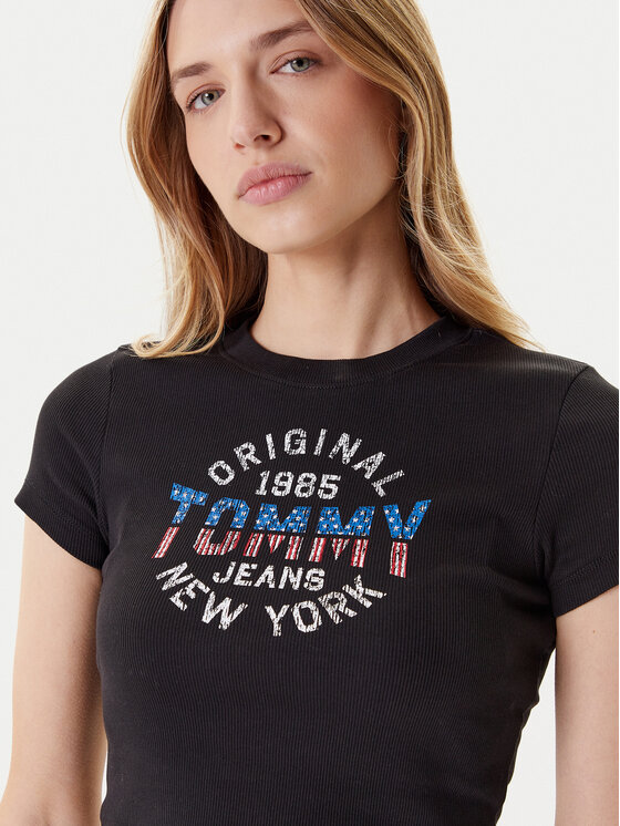 Tommy Jeans Tommy Jeans Majica DW0DW21421 Črna Slim Fit