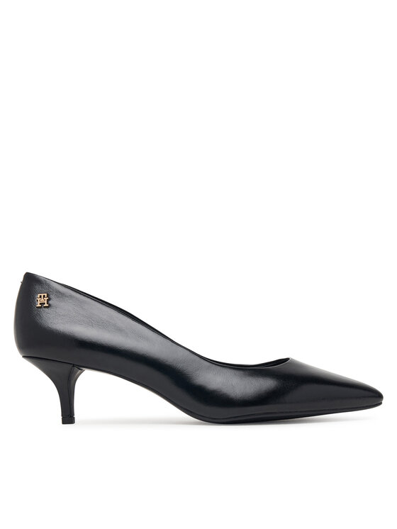 Tommy Hilfiger Обувки на ток Tommy Hilfiger Kitten Heel Court Leather Shoe FW0FW09526 Черен