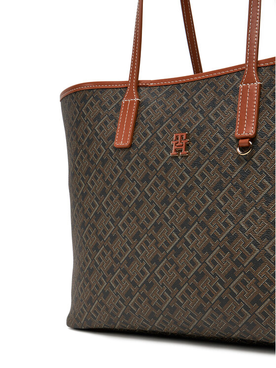 Tommy Hilfiger Kabelka Tommy Hilfiger Th Monoplay Leather Tote AW0AW17416 Černá