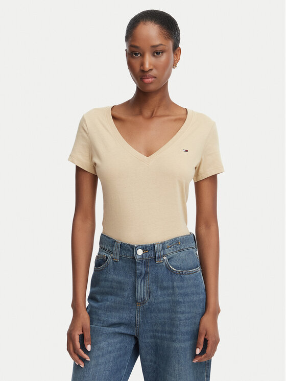 Tommy Jeans Tommy Jeans Camiseta DW0DW20458 Beis Slim Fit