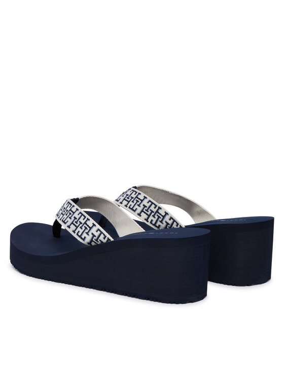 Tommy Hilfiger Žabky Tommy Hilfiger Wedge Summer Sandal Mono FW0FW09698 Tmavomodrá