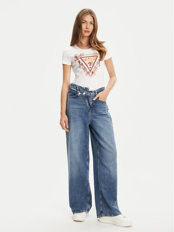 Guess Guess T-shirt W5YI08 J1314 Bijela Regular Fit