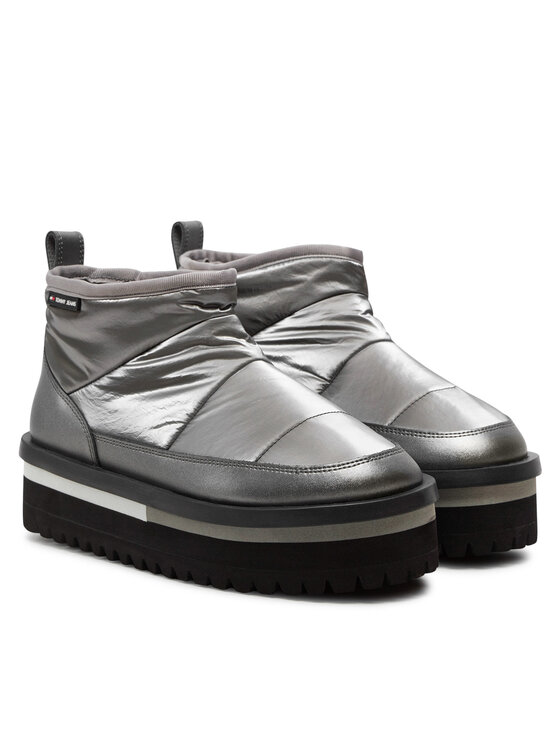 Tommy Jeans Śniegowce Tommy Jeans Tjw Nylon Flatform Boot Wl EN0EN02689 Srebrny