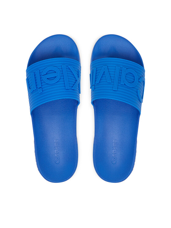 Calvin Klein Klapki Calvin Klein Nemo - Contoured Emblem Logo Sliders HM0HM02113 Niebieski