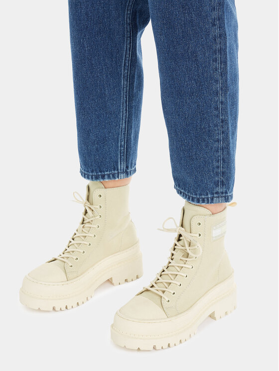 Tommy Jeans Μποτίνια Tommy Jeans Tjw Foxing Canvas Boot EN0EN02216 Μπεζ
