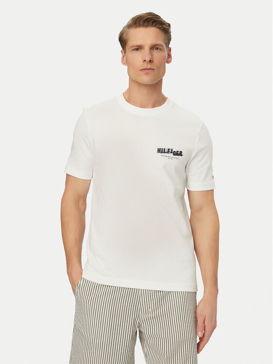 Tommy Hilfiger Tommy Hilfiger Camiseta Logo Graphic MW0MW42389 Blanco Regular Fit