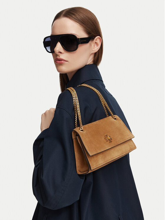 Tory Burch Kabelka Tory Burch Kira Turnlock Suede Mini Bag 178150 Hnedá