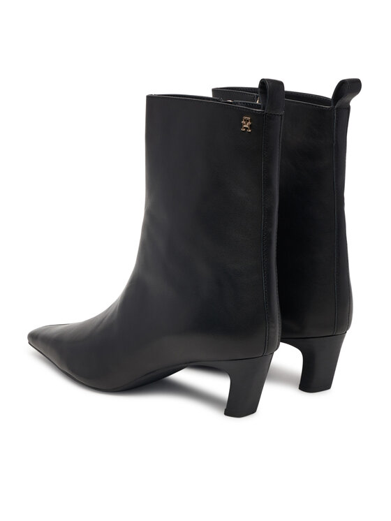 Tommy Hilfiger Členková obuv Tommy Hilfiger Kitten Heel Leather Ankle Boot FW0FW09669 Čierna