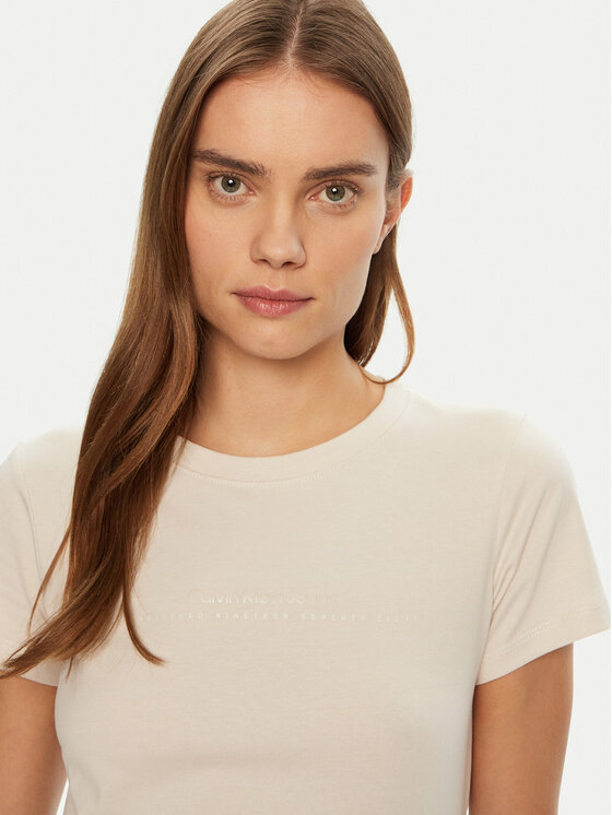 Calvin Klein Jeans Calvin Klein Jeans T-shirt Institutional Graphic J20J224990 Beige Slim Fit