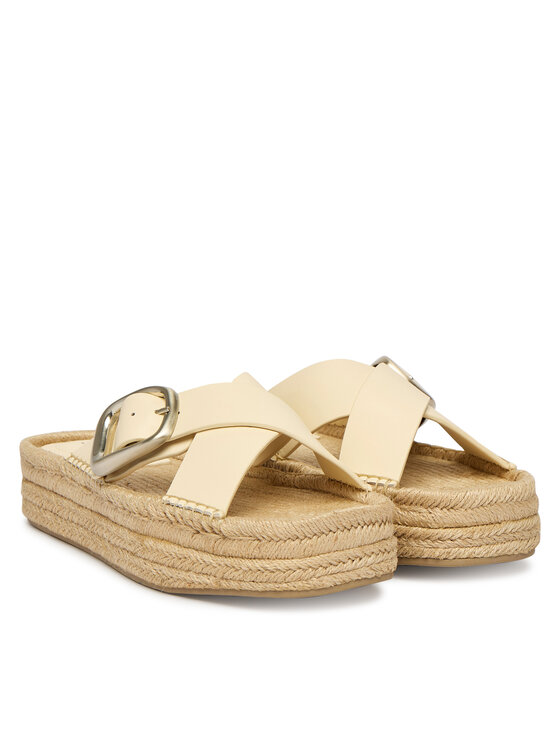 Calvin Klein Espadrile Calvin Klein Flatf Espadrill Cross Lth Hdw HW0HW02892 Écru