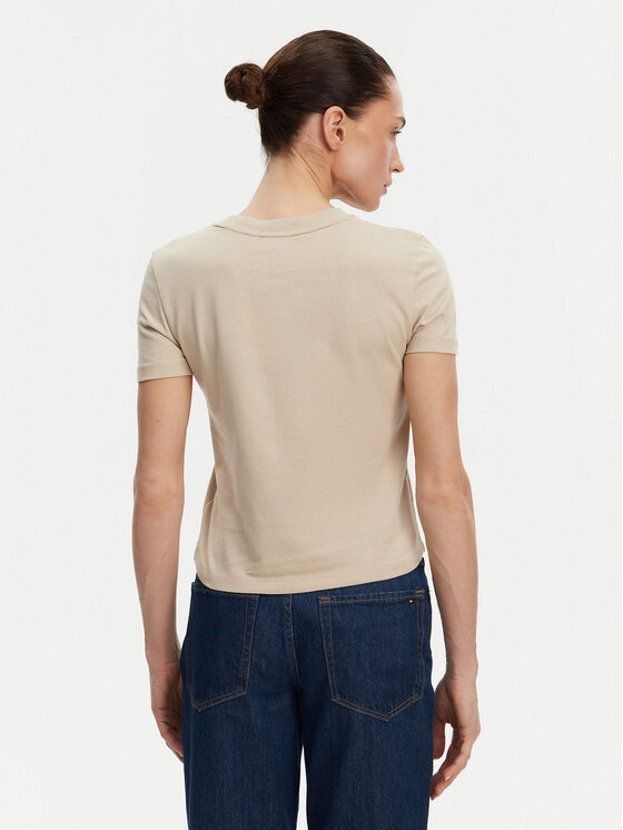 Calvin Klein Jeans Calvin Klein Jeans Majica Placed Institutional J20J225524 Bež Slim Fit