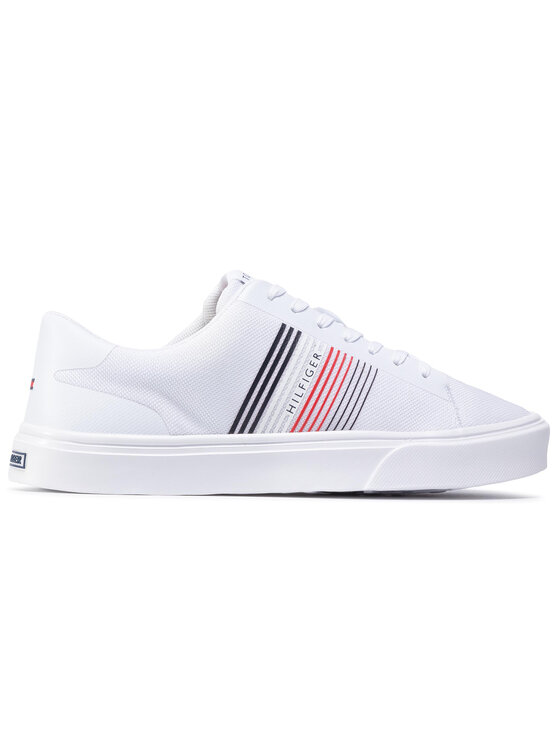 Tommy Hilfiger Πάνινα παπούτσια Tommy Hilfiger Lightweight Stripes Knit Sneaker FM0FM02836 Λευκό