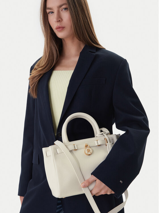 Tommy Hilfiger Torbica Tommy Hilfiger American Icon Mini Tote Leather AW0AW17926 Bež