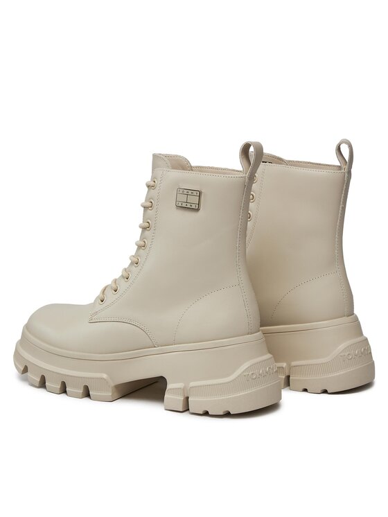 Tommy Jeans Туристически oбувки Tommy Jeans Tjw Chunky Leather Boot EN0EN02503 Бежов