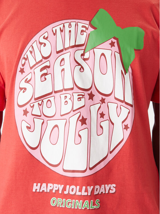 Jack & Jones Jack & Jones Majica Holiday Cartoon 12287550 Rdeča Relaxed Fit