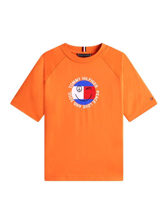 Tommy Hilfiger Tommy Hilfiger Camiseta Smiley Flag KB0KB10269 Naranja Regular Fit