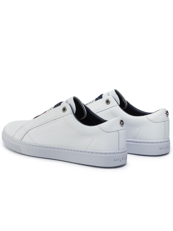 Tommy Hilfiger Snīkeri Tommy Hilfiger Cristal Leather Slip On Sneaker FW0FW04513 Balts