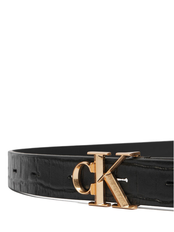 Calvin Klein Pasek Damski Calvin Klein Facet Ck Buckle Pebble LV04F7102G Czarny