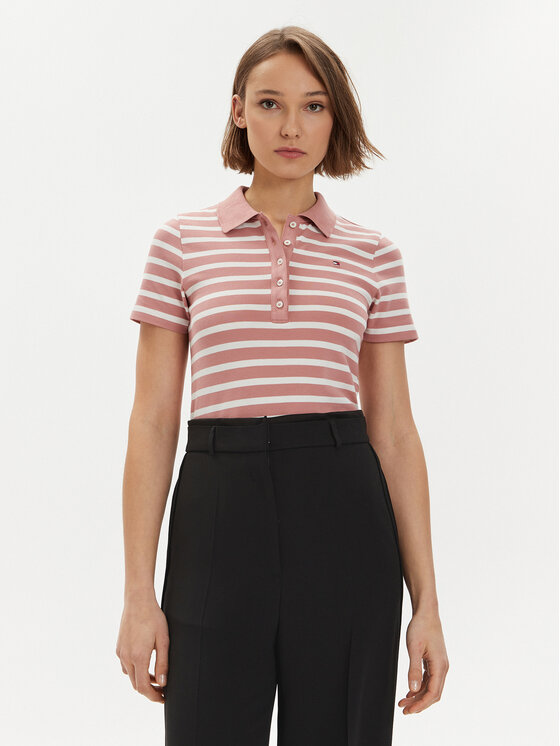 Tommy Hilfiger Tommy Hilfiger Polo marškinėliai 1985 WW0WW39530 Rožinė Slim Fit