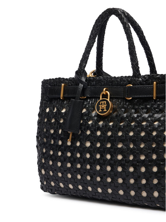 Tommy Hilfiger Kabelka Tommy Hilfiger American Icon Mini Tote Braided AW0AW18734 Černá