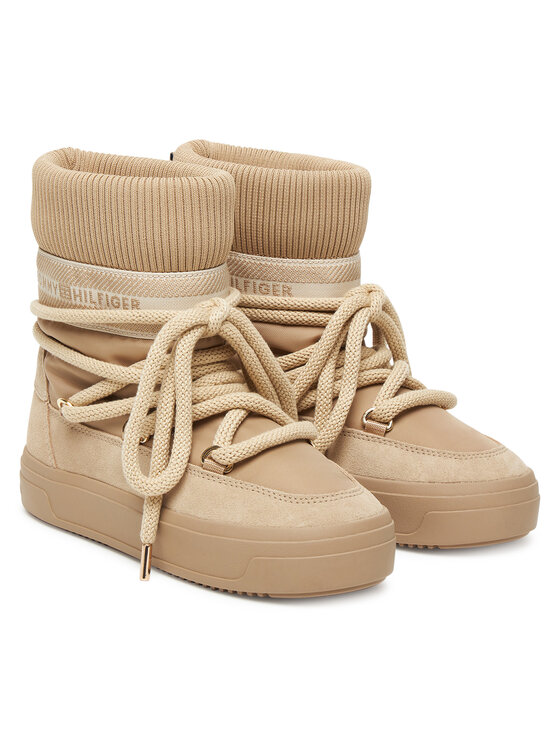 Tommy Hilfiger Stivali da neve Tommy Hilfiger Tommytech Logotape Snowboot Warm FW0FW08998 Beige