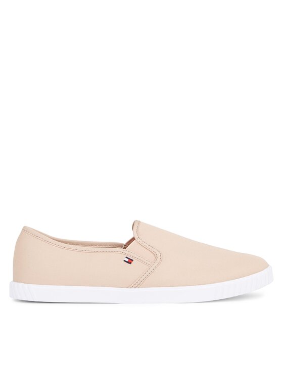 Tommy Hilfiger Teniszcipő Tommy Hilfiger Canvas Slip-On Sneaker FW0FW07806 Bézs