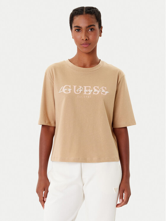 Guess Guess Camiseta V5YI02 I3Z14 Beis Boxy Fit