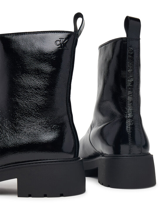 Calvin Klein Polokozačky Calvin Klein Chunky Zip Boot Shiny Lth HW0HW03200 Černá