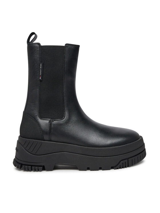 Tommy Jeans Jātnieku stila puszābaki Tommy Jeans Tjw Chelsea Flatform Boot EN0EN02597 Melns