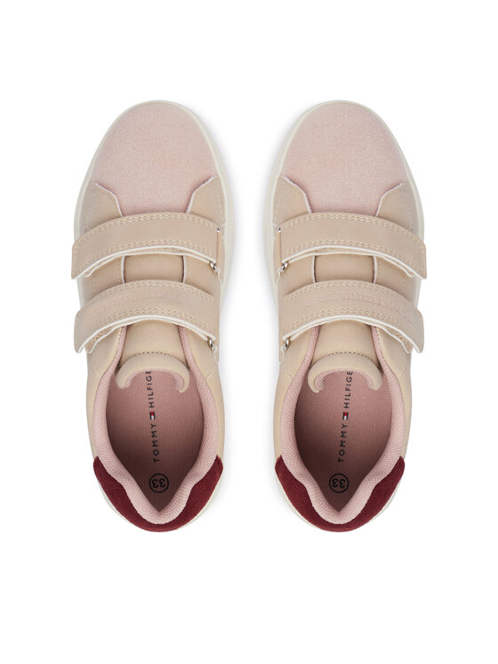 Tommy Hilfiger Laisvalaikio batai Tommy Hilfiger Low Cut Velcro Sneaker T1A9-35062-0315 S Šviesiai smėlinė