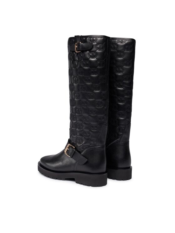 TWINSET Kozačky ve vojenském stylu TWINSET 232TCT058 Černá