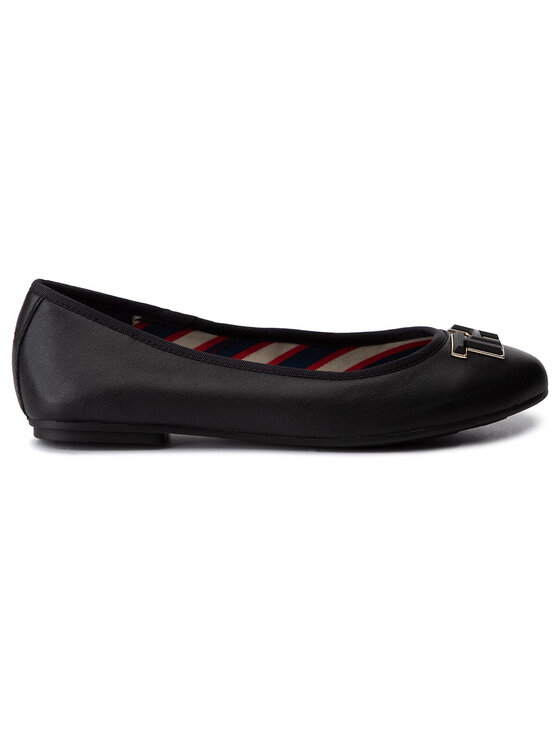 Tommy Hilfiger Balerinke Tommy Hilfiger Essential Leather Ballerina FW0FW04316 Črna