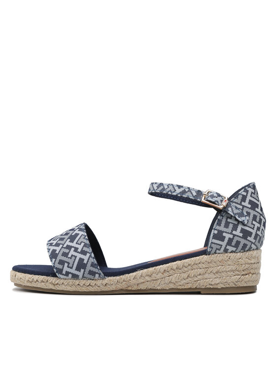 Tommy Hilfiger Espadrilky Tommy Hilfiger Rope Wedge Sandal Denim T3A7-32776-0048 S Modrá